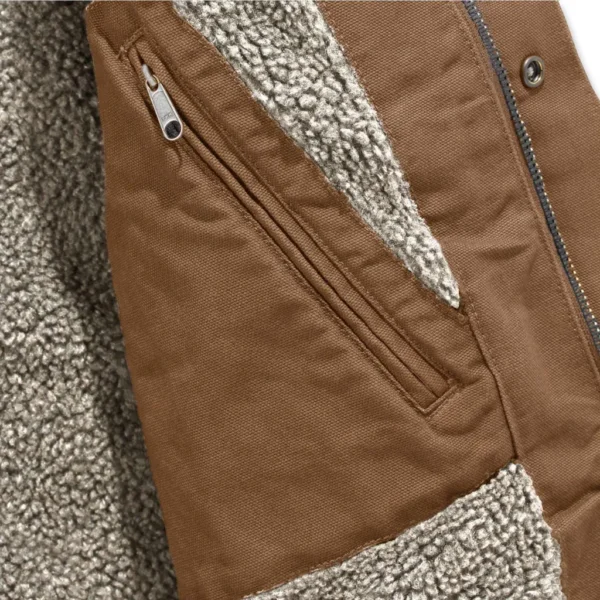 Ανδρικό Μπουφάν Με Επένδυση Sherpa Καφέ3