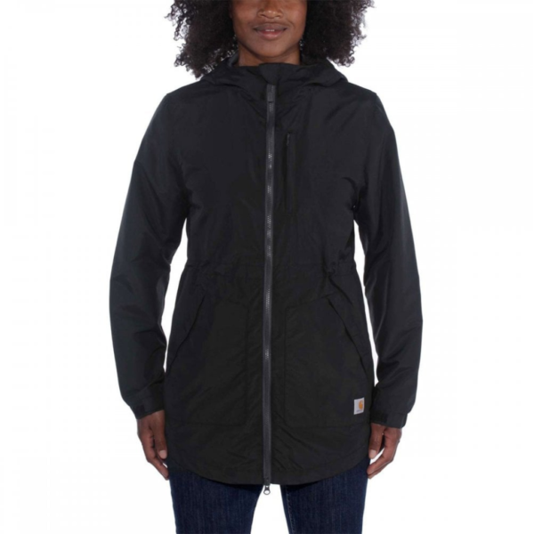 Γυναικείο Μπουφάν Αδιάβροχο Μακρύ Μαύρο1