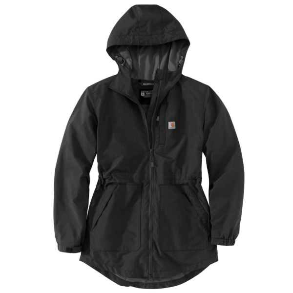 Γυναικείο Μπουφάν Αδιάβροχο Μακρύ Μαύρο3