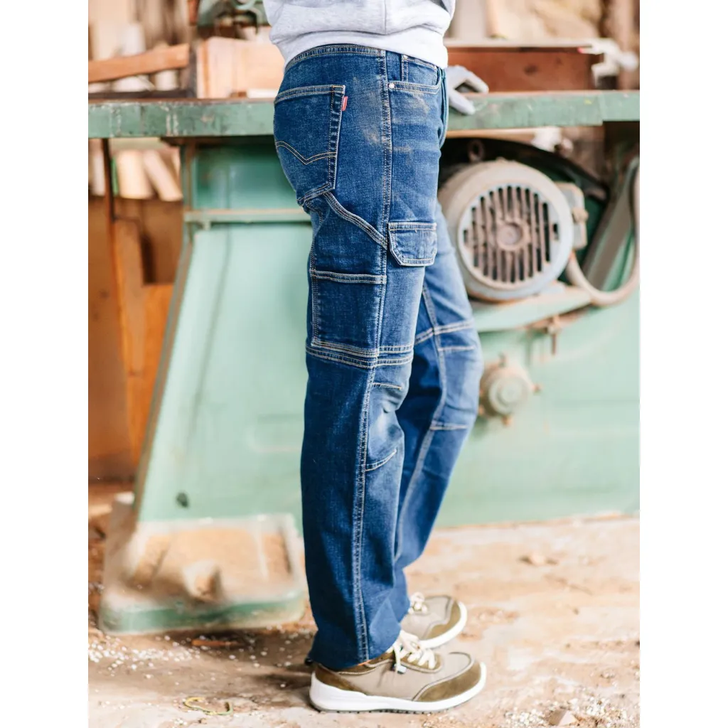 Ανδρικό Παντελόνι Εργασίας Τζίν Ελαστικό Μπλε1