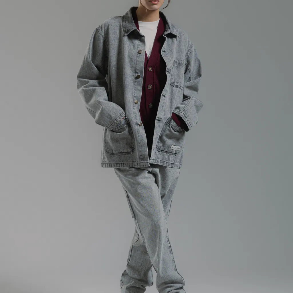 Overshirt Denim Με Acid Wash Μαύρο 1
