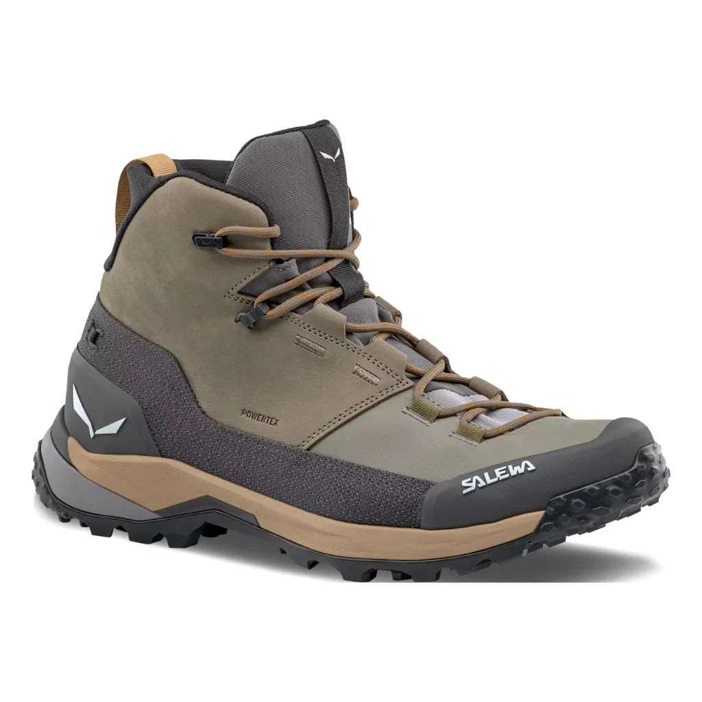 Ανδρικά Ορειβατικά Μποτάκια Puez Leather Mid Powertex Καφέ/Γκρι1