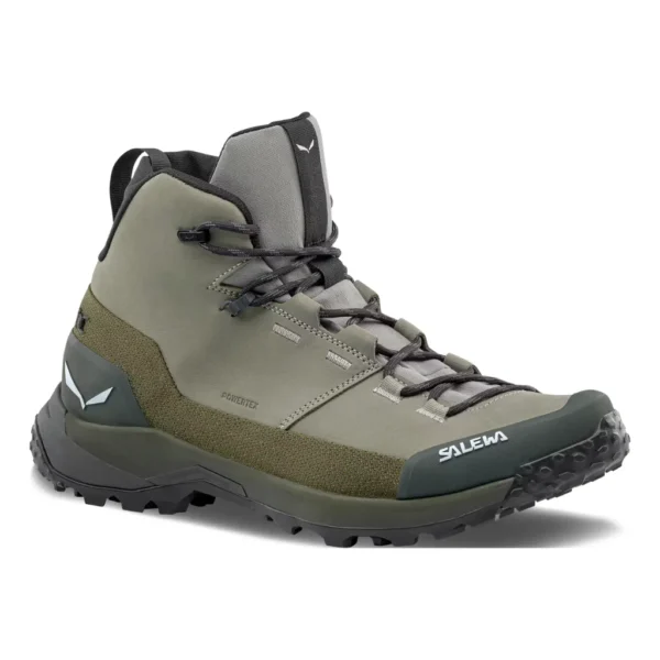 Ανδρικά Ορειβατικά Μποτάκια Puez Leather Mid Powertex ΧακίΓκρι1