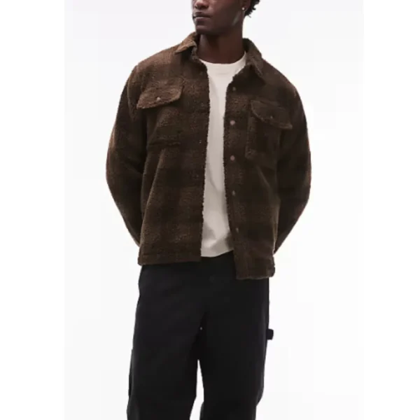 Jacket Sherpa Overshirt Καρό Καφέ Caterpillar 3 Jacket Sherpa Overshirt Καρό Καφέ Caterpillar - Image 3