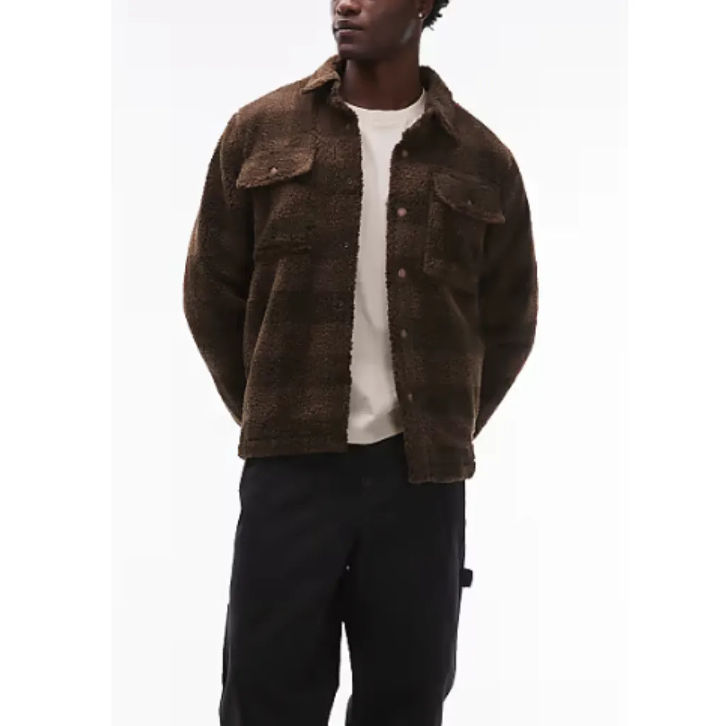 Jacket Sherpa Overshirt Καρό Καφέ Caterpillar 11 Jacket Sherpa Overshirt Καρό Καφέ Caterpillar - Image 3
