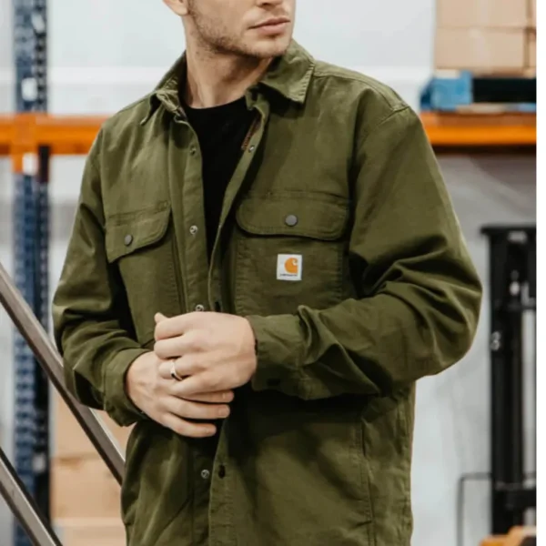 Ανδρικό Πουκάμισο Με Επένδυση Χακί 1