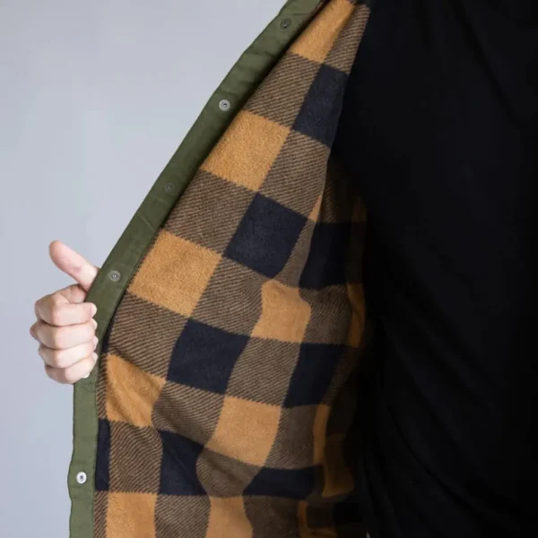 Ανδρικό Πουκάμισο Με Επένδυση Χακί 3