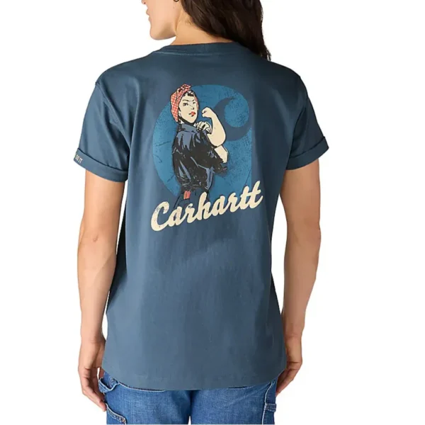 Γυναικείο T-Shirt Graphic με Τσέπη Μπλε 1